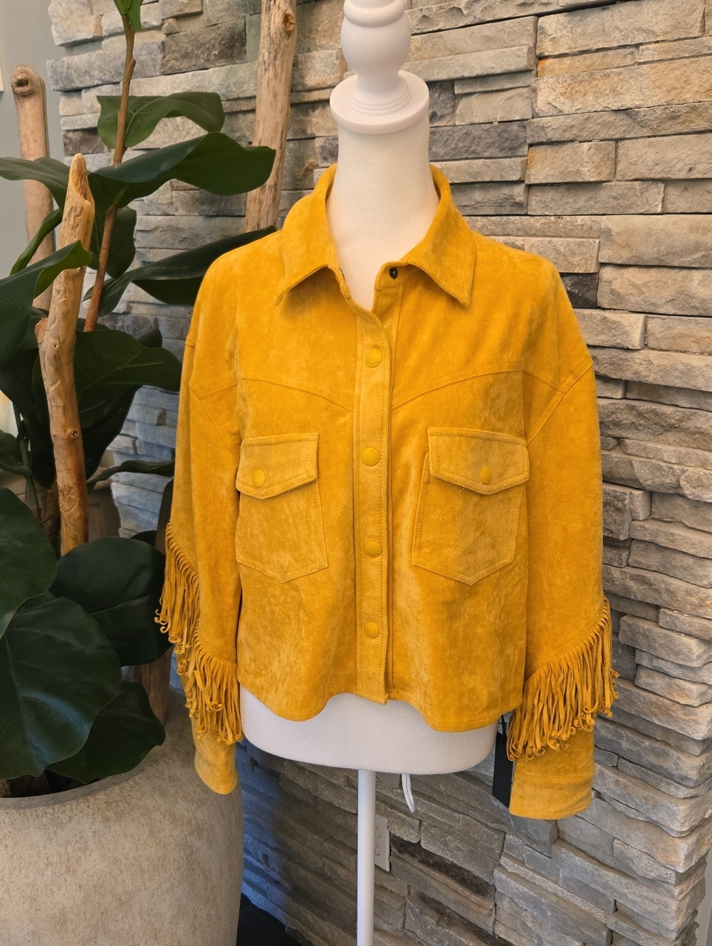 BLANK NYC Faux Suede Fringe Jacket